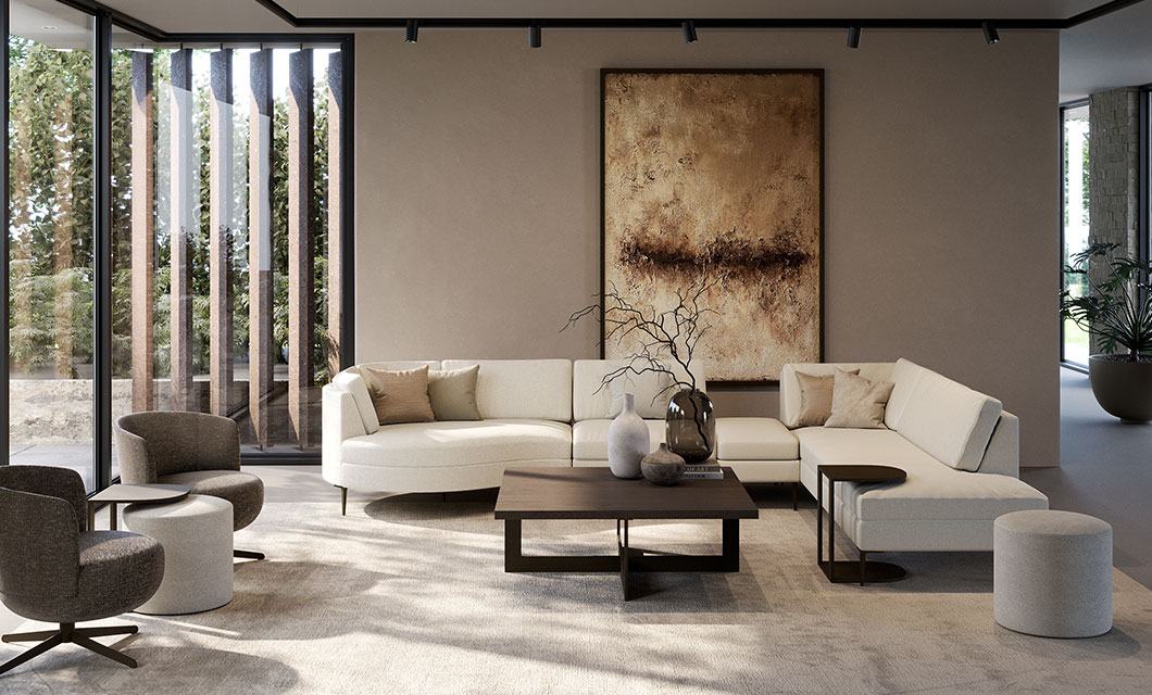 3D tekening van een hofstede raanhuis cuves interieur bij Hoogebeen Interieur